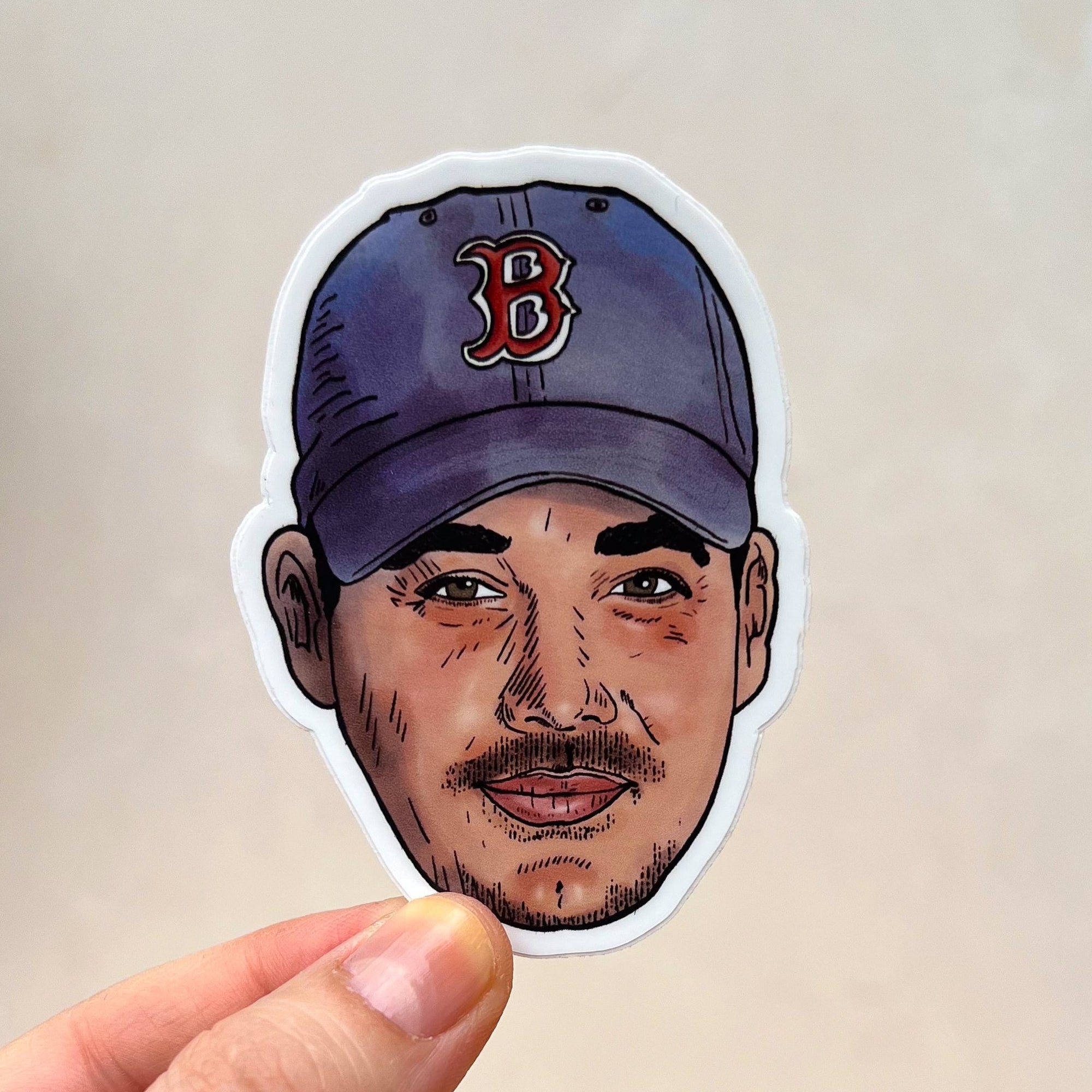 A portrait-style sticker of Boston Rob Mariano against an off-white background