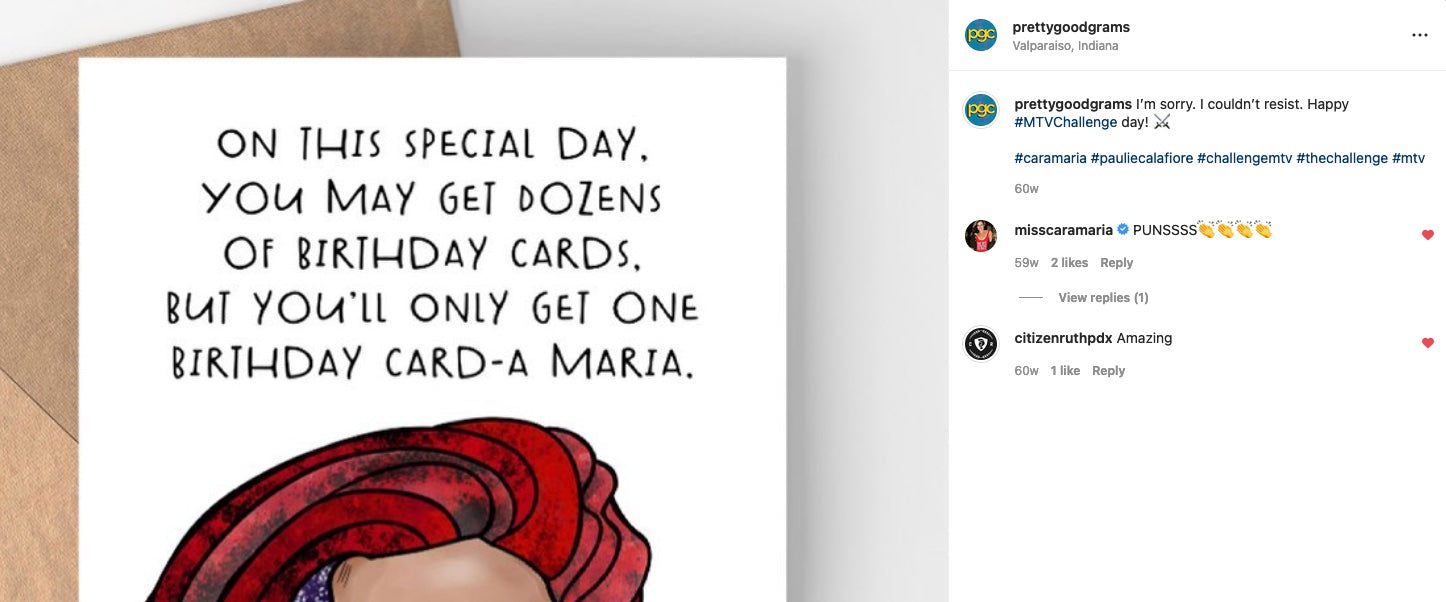 Cara Maria Birthday Card